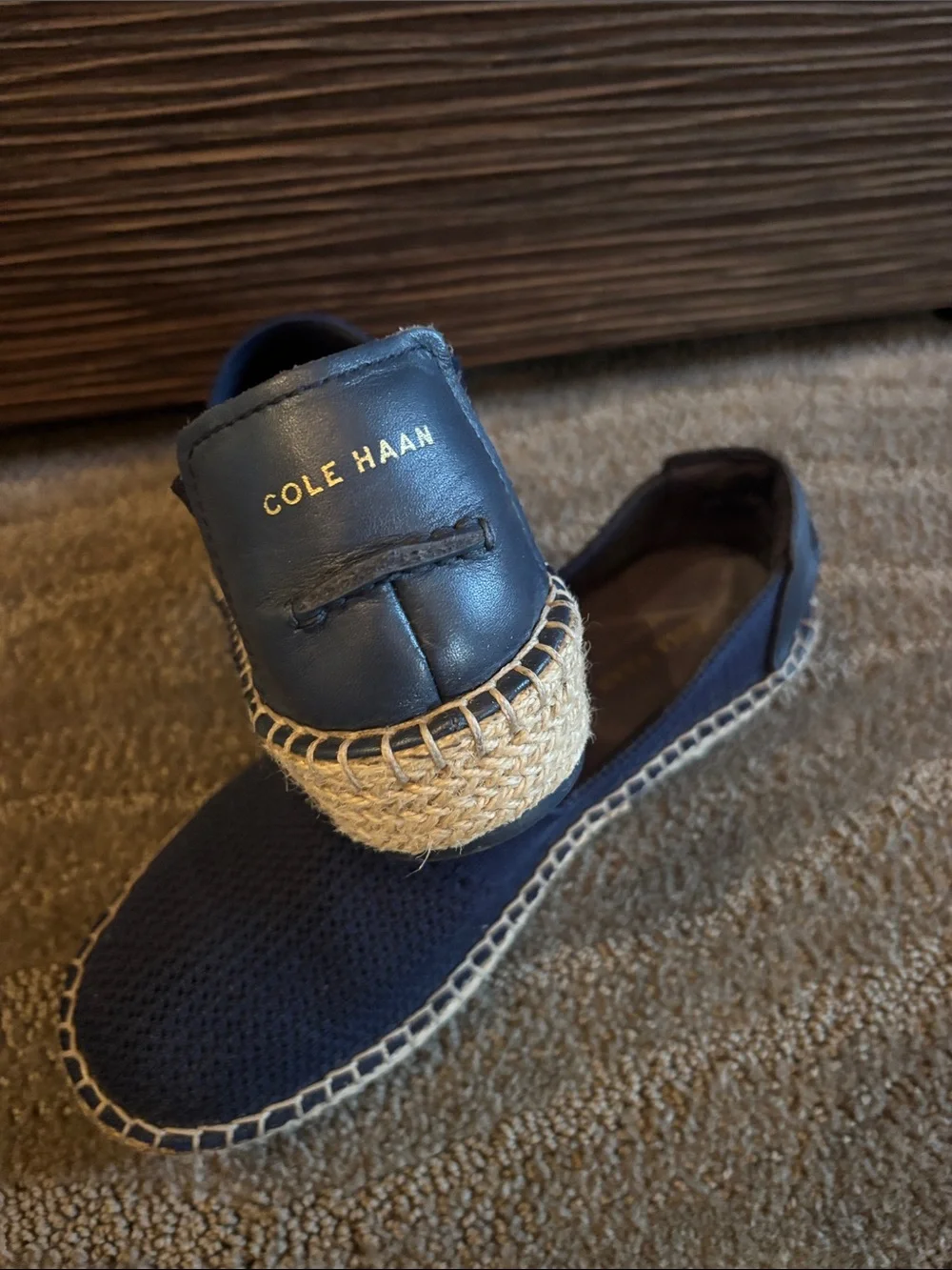 Cole Haan Navy Knit Espadrille Slip-On with Jute Trim